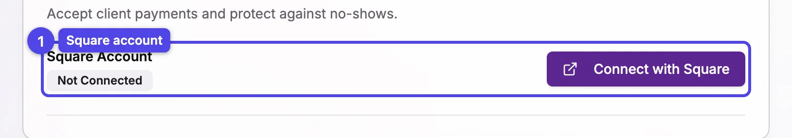 The Square account section