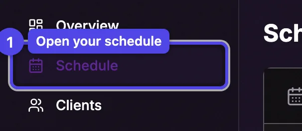 The Schedule item in the navigation
