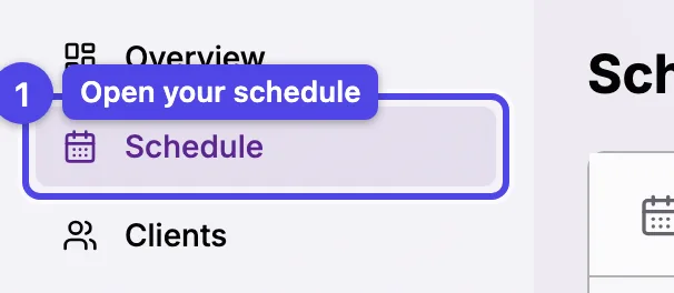 The Schedule item in the navigation