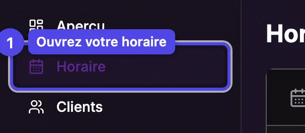 L'élément Horaire dans la navigation