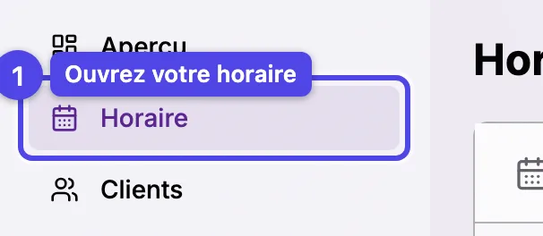 L'élément Horaire dans la navigation